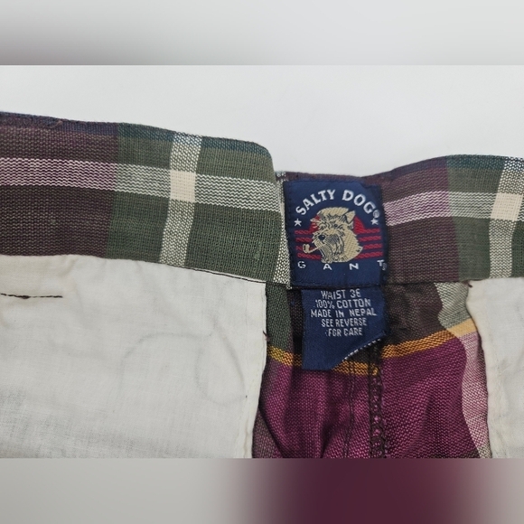 SALTY DOG Gant Mens NWT NEW 90s 1990s Plaid Shorts size 32 NOS Vintage - Picture 5 of 7